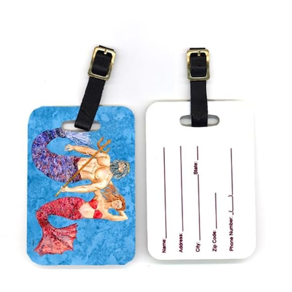 Carolines Treasures Carolines Treasures 8801BT 4 x 2.75 in. Pair of Mermaid and Merman Luggage Tag 8801BT - main
